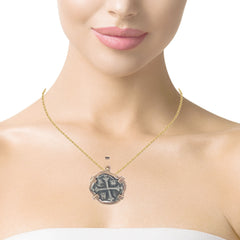 14k White Gold Vintage Atocha Coin Pendant with Box Chain 16"inch 6 Gram
