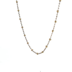 14k Two Tone 3.8 Gram Diamond Cut Beaded Necklace 16"inch