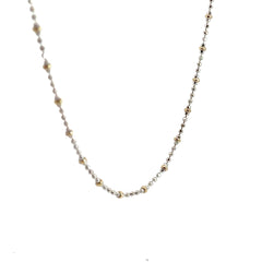 14k Two Tone 3.8 Gram Diamond Cut Beaded Necklace 16"inch