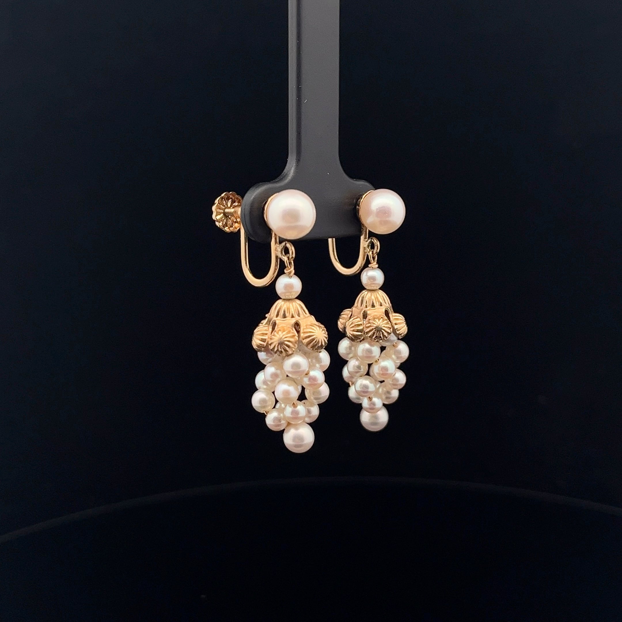 14k Yellow Fresh Water White Gold Pearl Drop Earrings