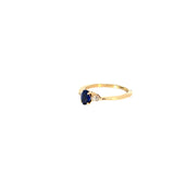 14k yellow gold .71ct Oval Blue Sapphire and .17ct F VS2 Pear Shape diamond  ring