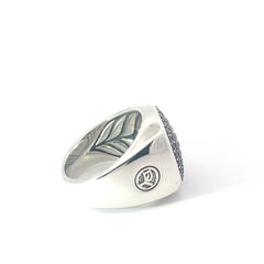 Pre-Owed David Yurman Streamline Signet Ring Sterling Silver Black Diamond