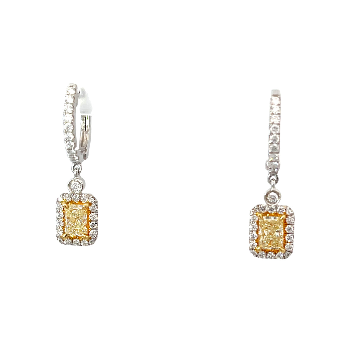 Ladies 18k Two Tone Yellow and White Diamond earrings