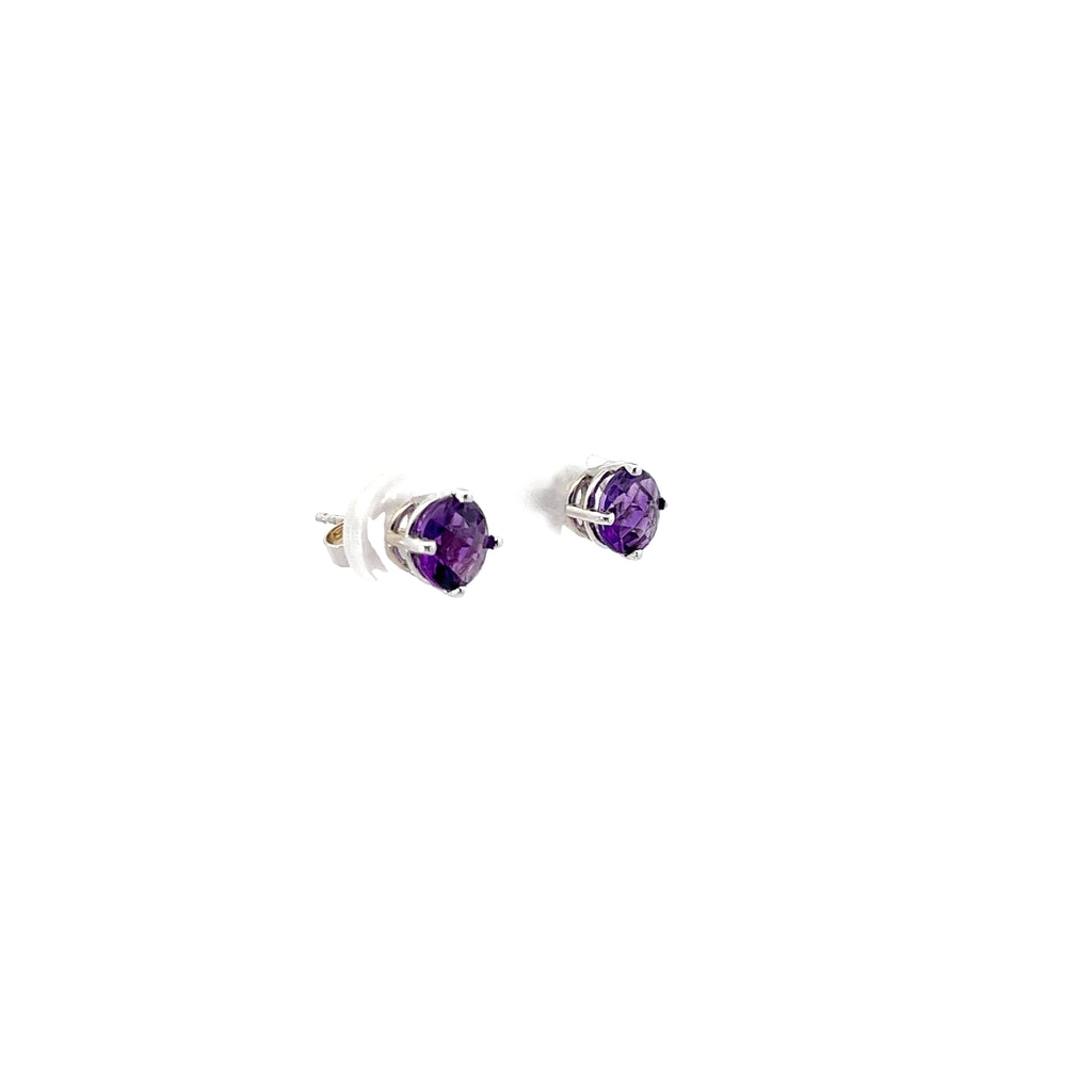 14k White Gold 2.00ct Round Amethyst stud earrings