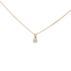 18k Yellow Gold .50ct G H VS2 Round Diamond Solitaire Necklace