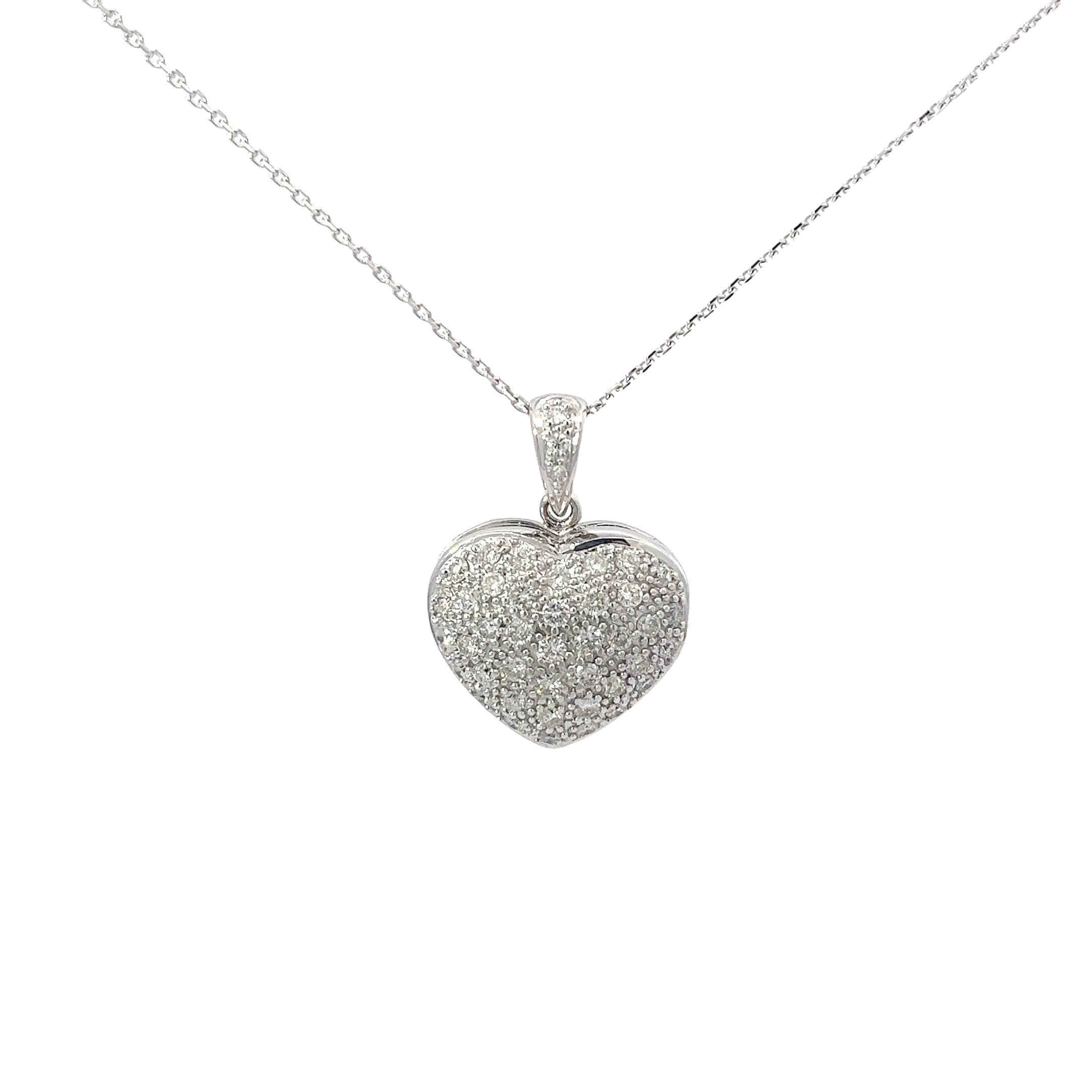 18k White Gold 1.00ct F VS1 Round Diamond Heart Pendant