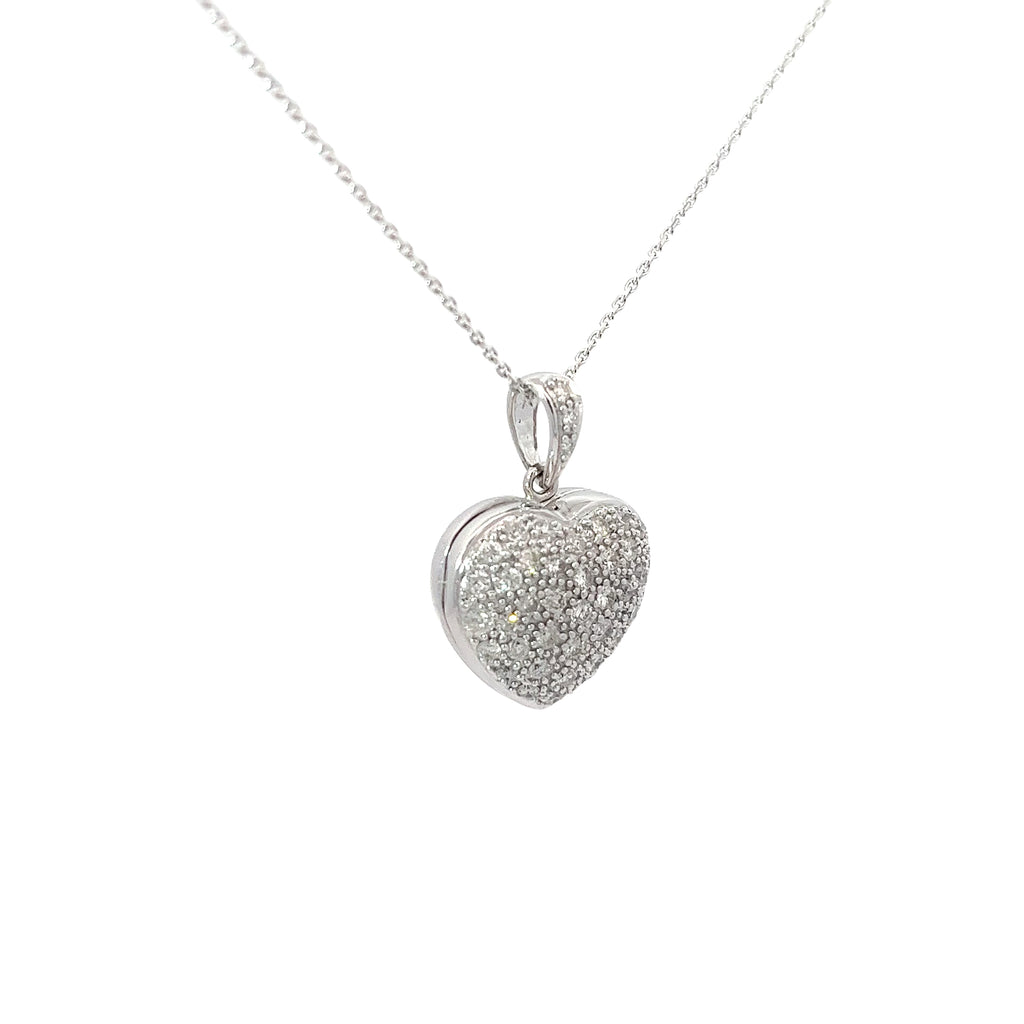 18k White Gold 1.00ct F VS1 Round Diamond Heart Pendant
