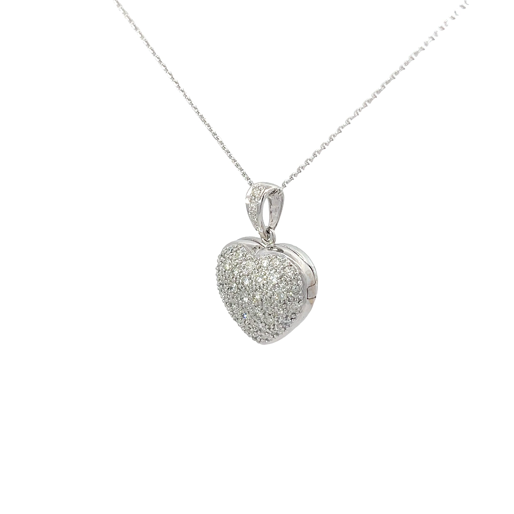 18k White Gold 1.00ct F VS1 Round Diamond Heart Pendant