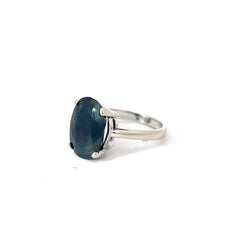 14k White Gold 7.00ct Oval Australian Sapphire Ring