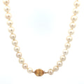 18k Yellow Gold Fresh Water Pearl 8mm and .05ct G SI1 Round Diamond Necklace