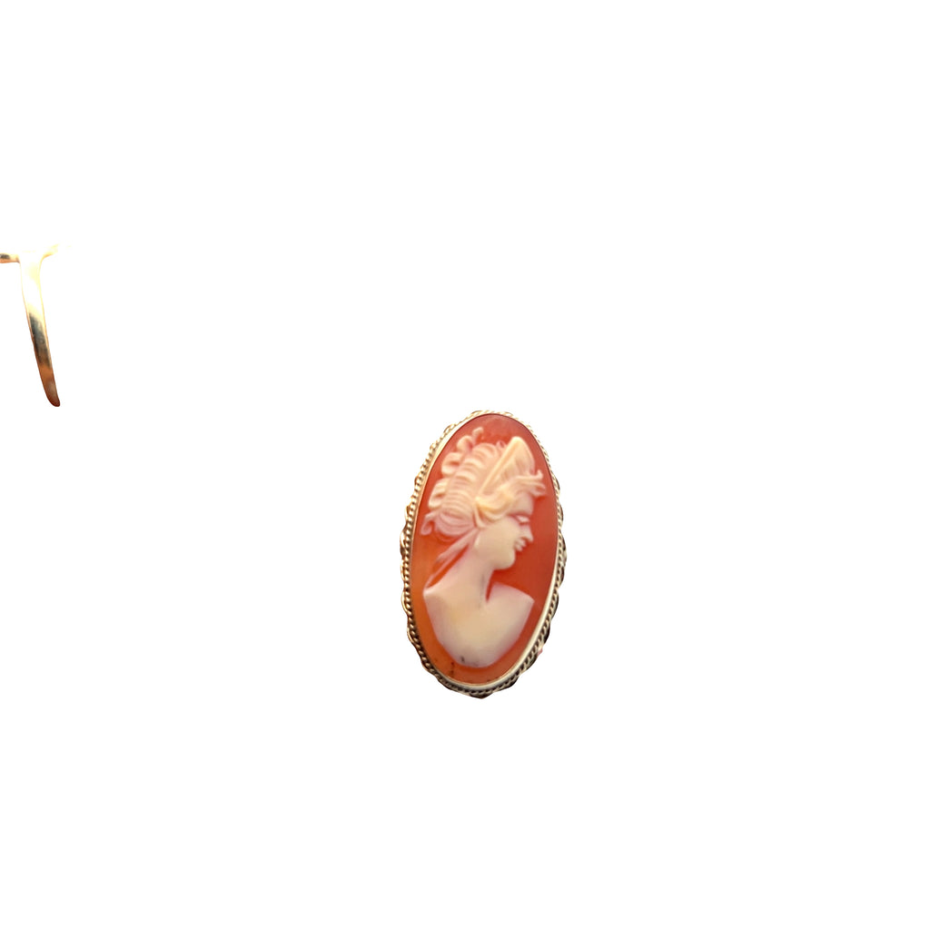 14k Yellow Gold Vintage Cameo Ring 1 1/2 x 3/4 in