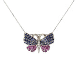 Ladies 14k White Gold sapphire Butterfly necklace