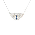 18k White Gold 1.50ct Cabochon Sapphire and .65ct G SI1 Round Diamond  Butterfly Brooch and Necklace