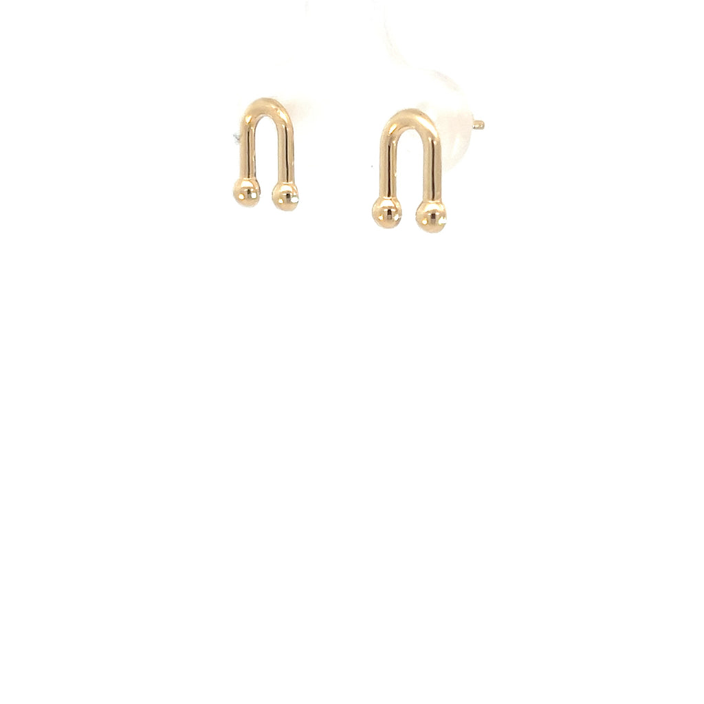 14k Yellow Gold Horse Shoe Stud Earrings