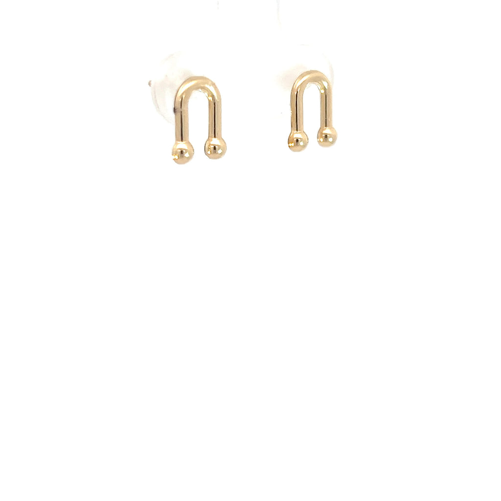 14k Yellow Gold Horse Shoe Stud Earrings