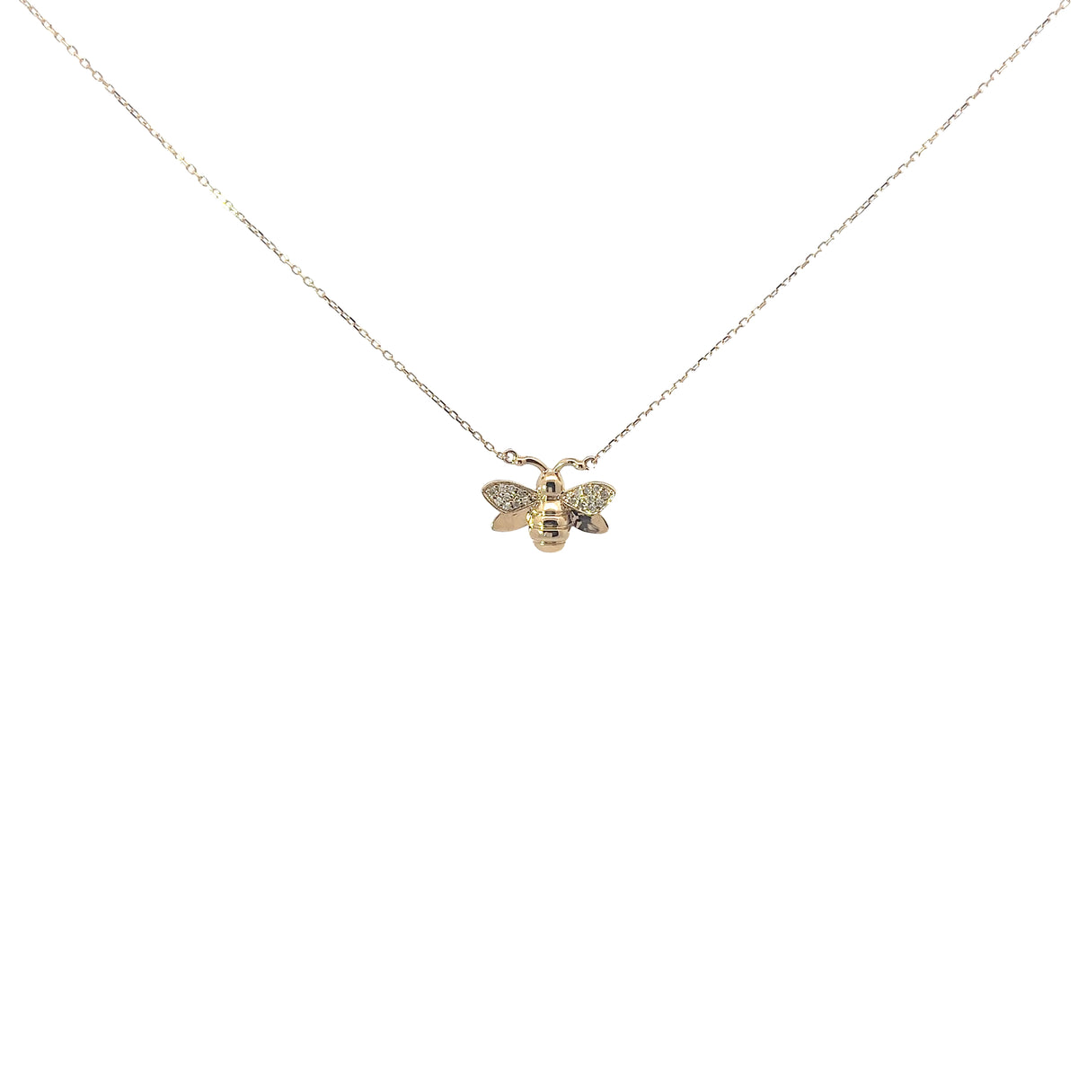 Ladies 14k yellow gold Diamond Bumble Bee Necklace