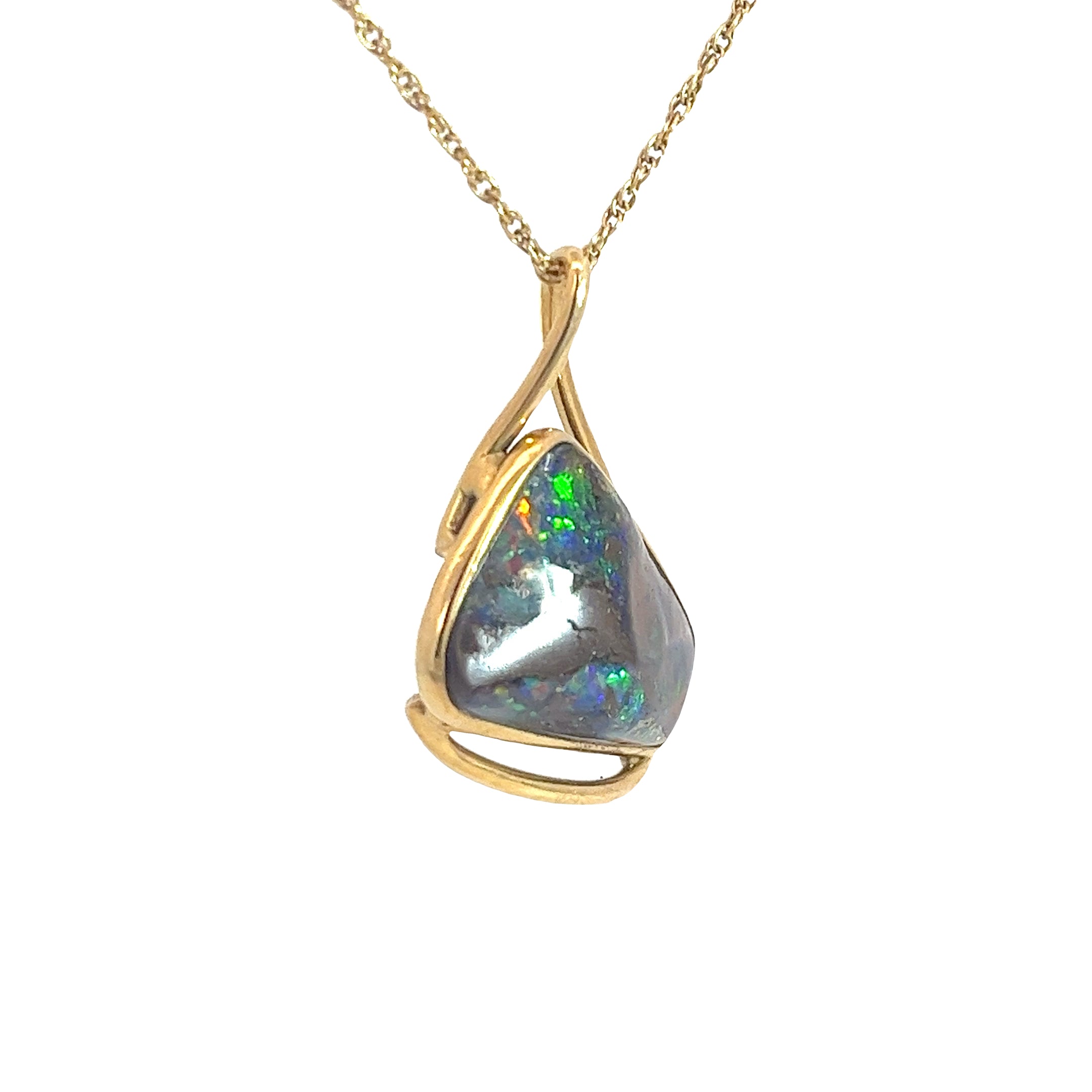 18k Yellow Gold Free Form Opal Necklace 18"inch