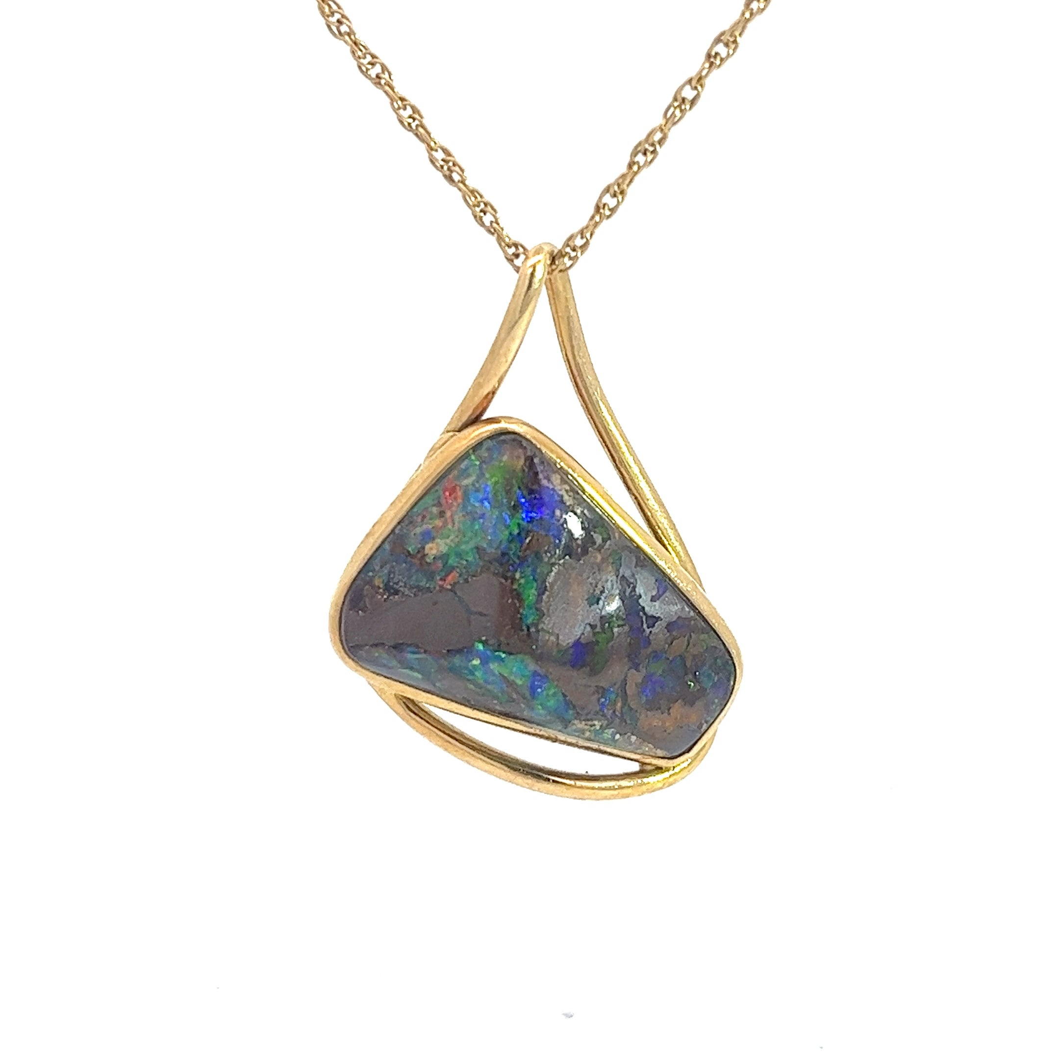 18k Yellow Gold Free Form Opal Necklace 18"inch