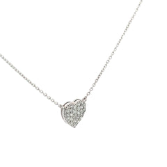 14k White Gold .58ct G VS2 Round Diamond Flat Pave Heart Pendant