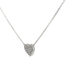 14k White Gold .58ct G VS2 Round Diamond Flat Pave Heart Pendant