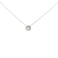 14k White Gold .96ct I I1 Round Center Diamond and along Halo .28ct I I1 Round Diamond Solitaire Necklace Certified By GIA # 2225434020