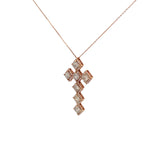 14k Rose Gold 2.35ct Chocolate Princess Cut Diamond and .90ct G SI1 Round Diamond Cross Necklace