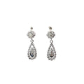 14K WHITE GOLD  .35CT GVS2 ROUND DIAMOND VINTAGE DROP EARRINGS