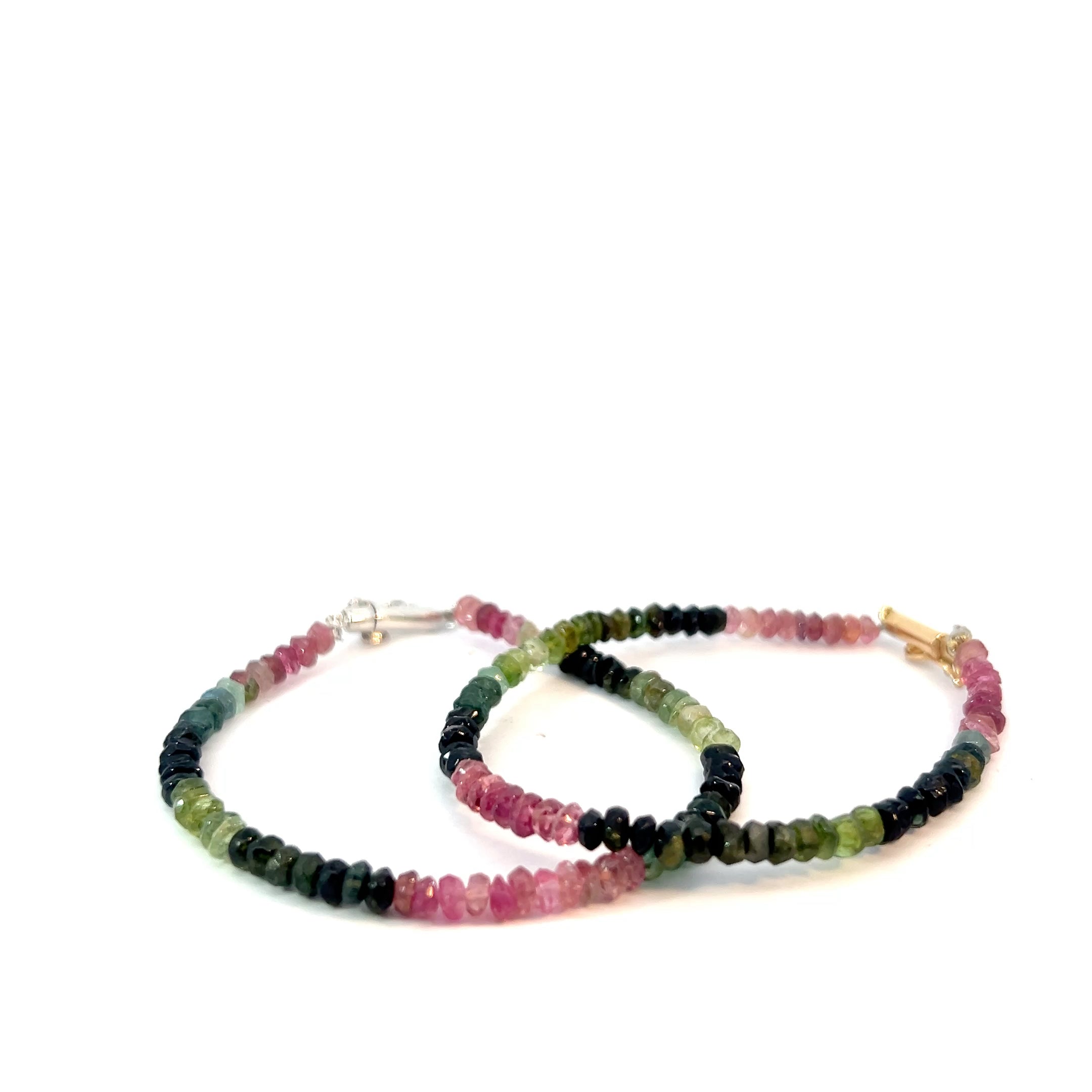 14k Yellow or White Gold Multicolor Bead Tourmaline Bracelet