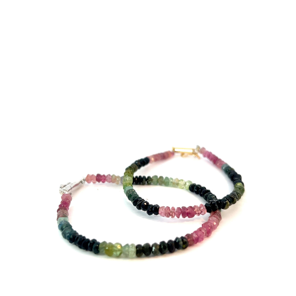 14k Yellow or White Gold Multicolor Bead Tourmaline Bracelet