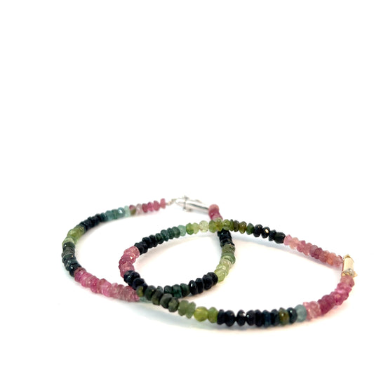 14k Yellow or White Gold Multicolor Bead Tourmaline Bracelet