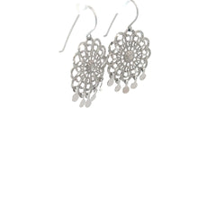 14k White Gold 2.00 gram Flower Dangle Earrings