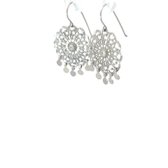 14k White Gold 2.00 gram Flower Dangle Earrings