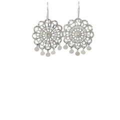 14k White Gold 2.00 gram Flower Dangle Earrings