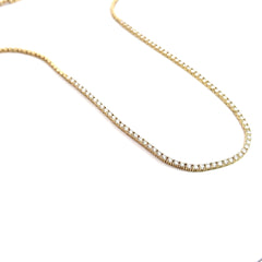 14k Yellow Gold 3ct G VS2 Round Diamond Half Tennis Necklace