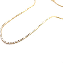 14k Yellow Gold 3ct G VS2 Round Diamond Half Tennis Necklace