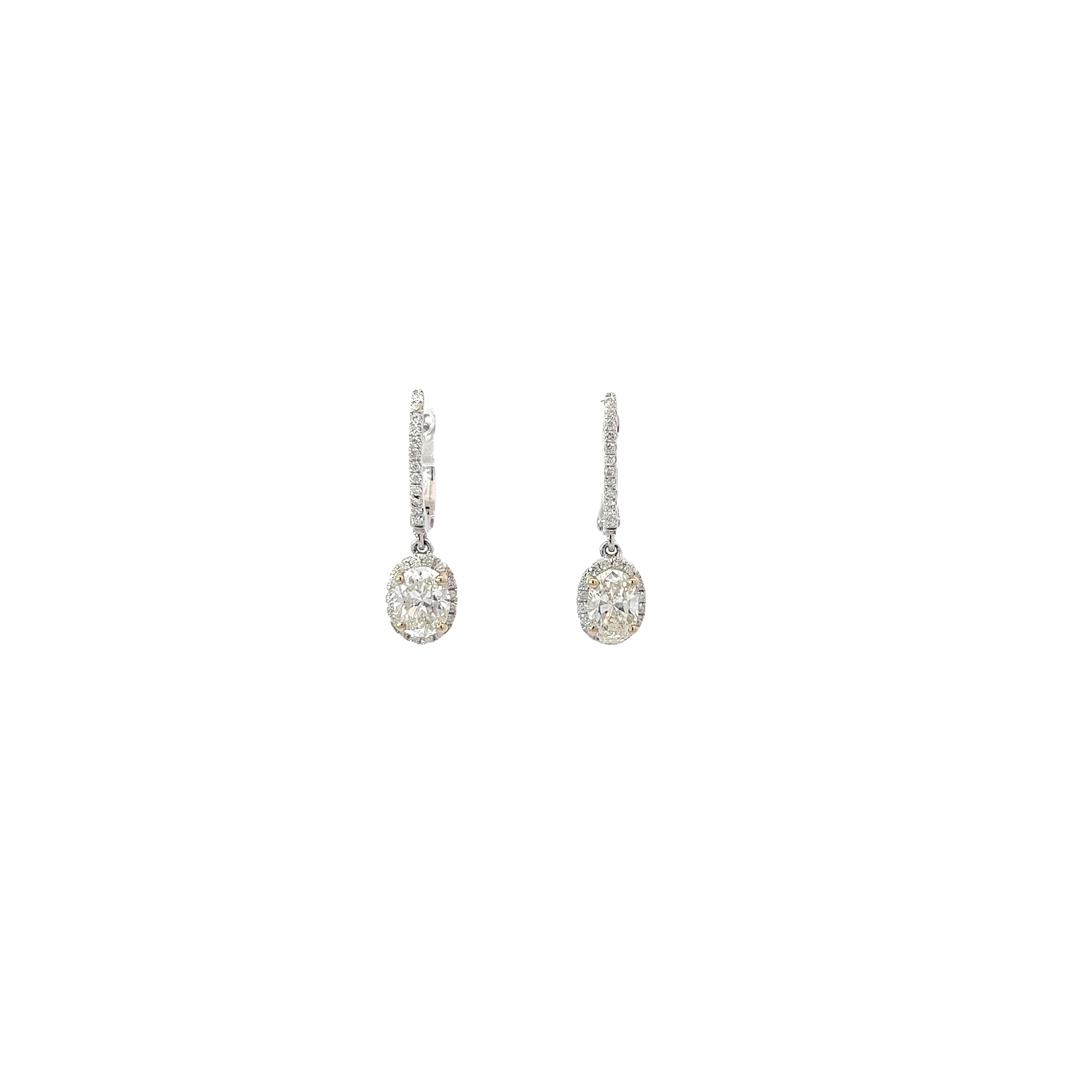 18k White Gold 1.57ct G VS2 Round Diamond Drop Earrings
