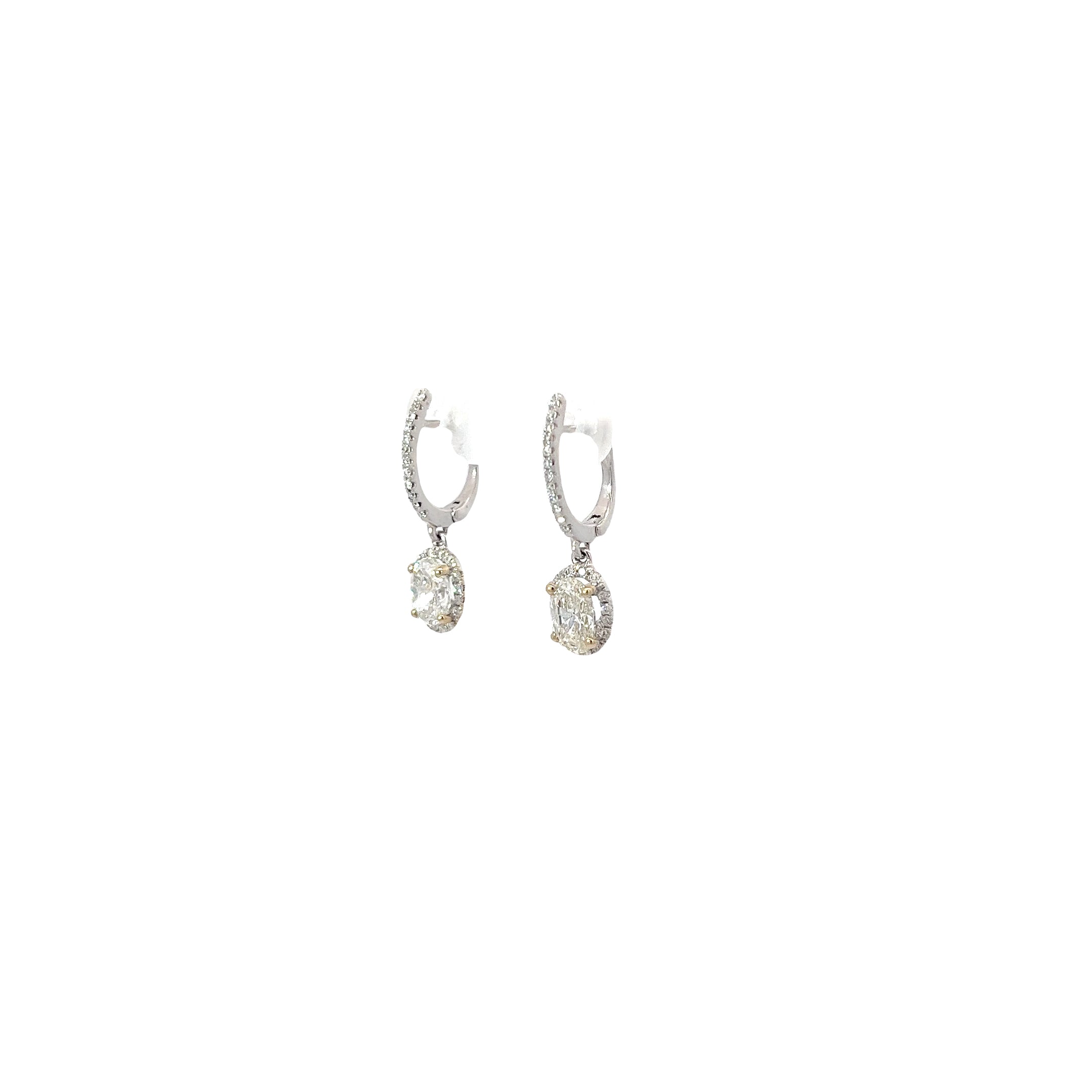 18k White Gold 1.57ct G VS2 Round Diamond Drop Earrings