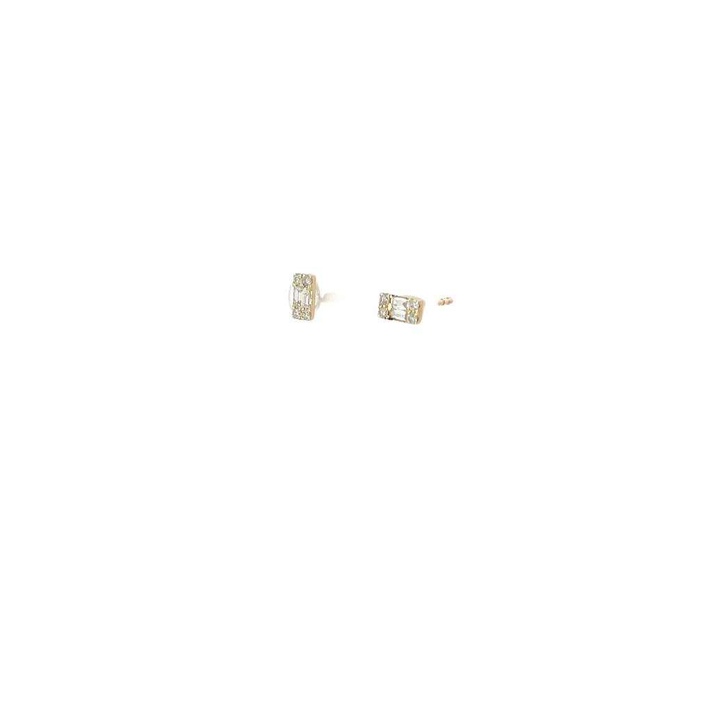 14k Yellow Gold .30ct G VS2 Baguette/ Round Stud Earrings