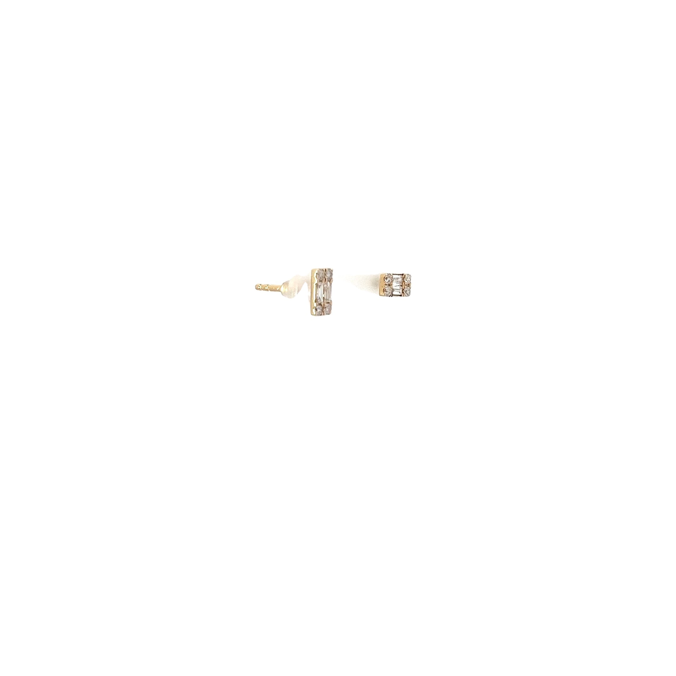 14k Yellow Gold .30ct G VS2 Baguette/ Round Stud Earrings