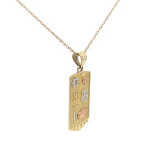 10k Yellow Gold Multi Lucky Charm Dog Tag Pendant 3.5 Gram