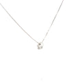 14k White Gold Flower with One Round Diamond / Small Box Chain Pendant   2.4gram 18"inch
