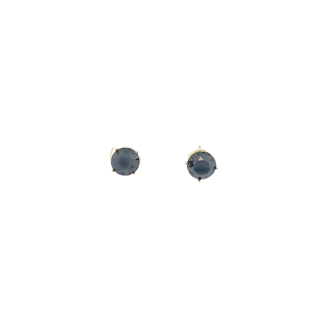14K YELLOW GOLD 2CT BLACK DIAMOND STUD EARRINGS