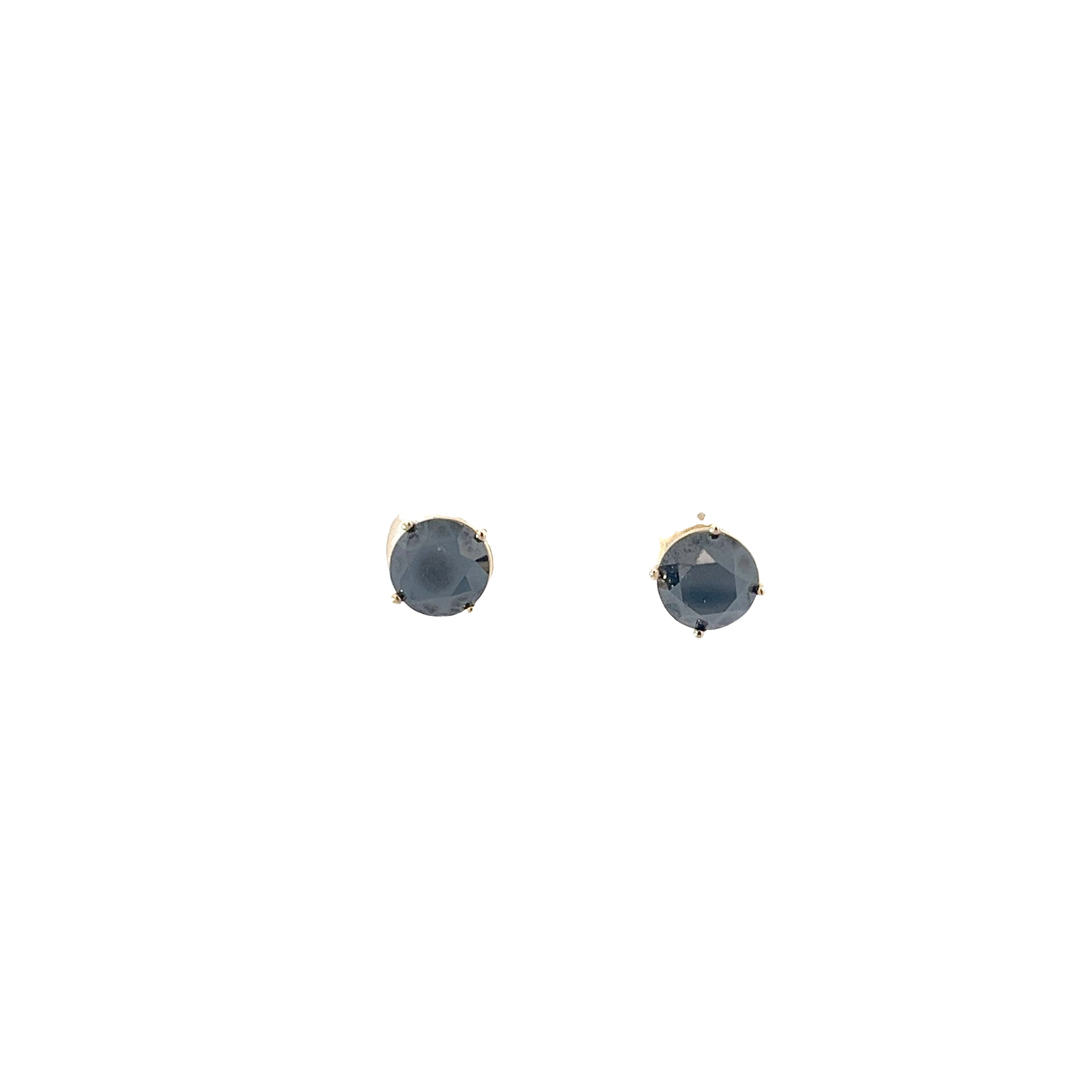 14K YELLOW GOLD 2CT BLACK DIAMOND STUD EARRINGS