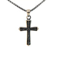 Sterling Silver 14.4 gram Necklace /Cross with Black Onyx Pendant
