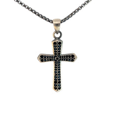 Sterling Silver 14.4 gram Necklace /Cross with Black Onyx Pendant