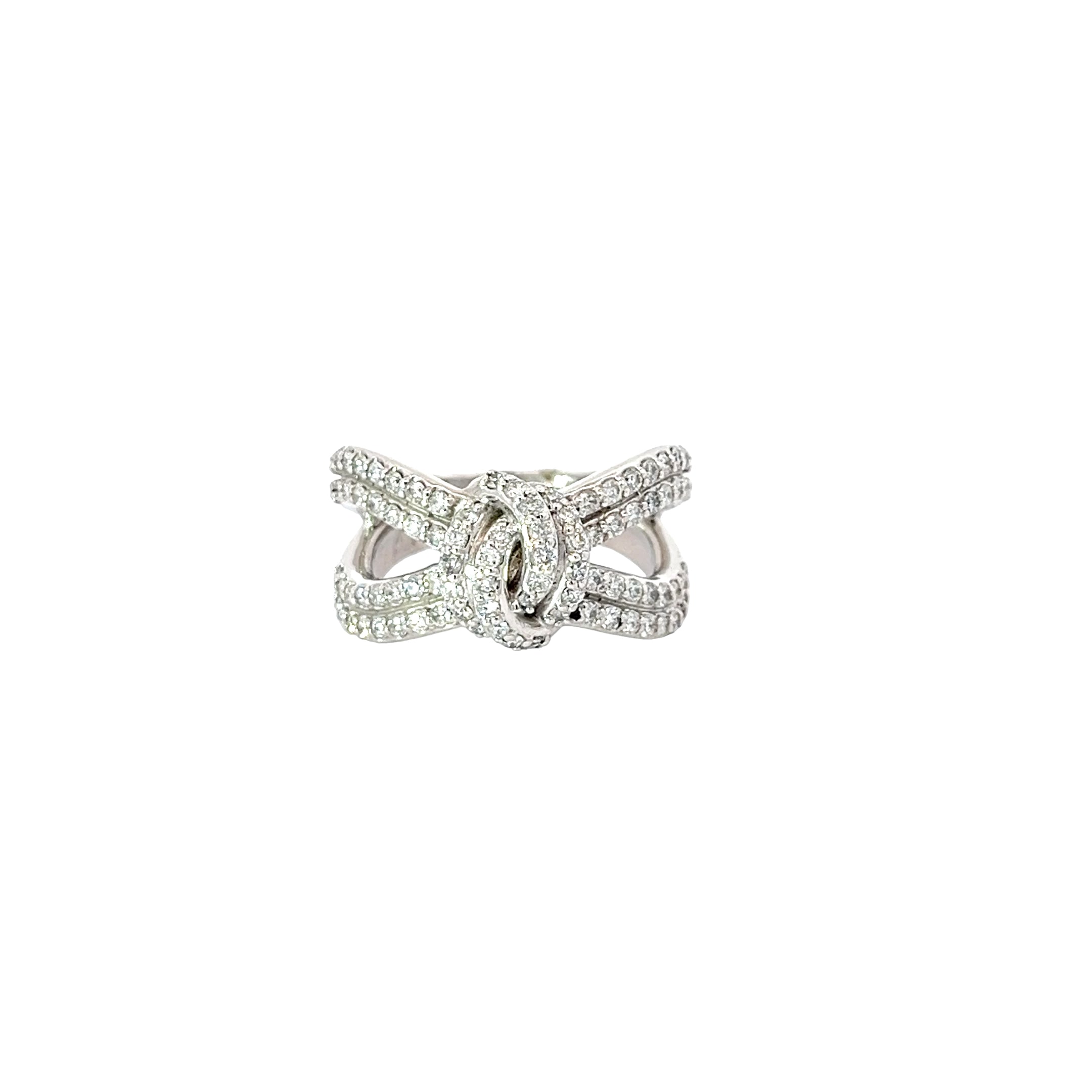 14k White Gold .80ct G SI1 Round Diamond Love Knot Ring