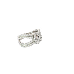 14k White Gold .80ct G SI1 Round Diamond Love Knot Ring