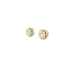 14K Yellow Gold  1 CT G SI1 CLUSTER BAGUETTE AND ROUND DIAMOND STUD EARRINGS