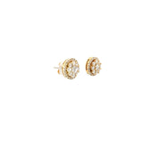14K Yellow Gold  1 CT G SI1 CLUSTER BAGUETTE AND ROUND DIAMOND STUD EARRINGS
