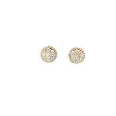 14K Yellow Gold  1 CT G SI1 CLUSTER BAGUETTE AND ROUND DIAMOND STUD EARRINGS